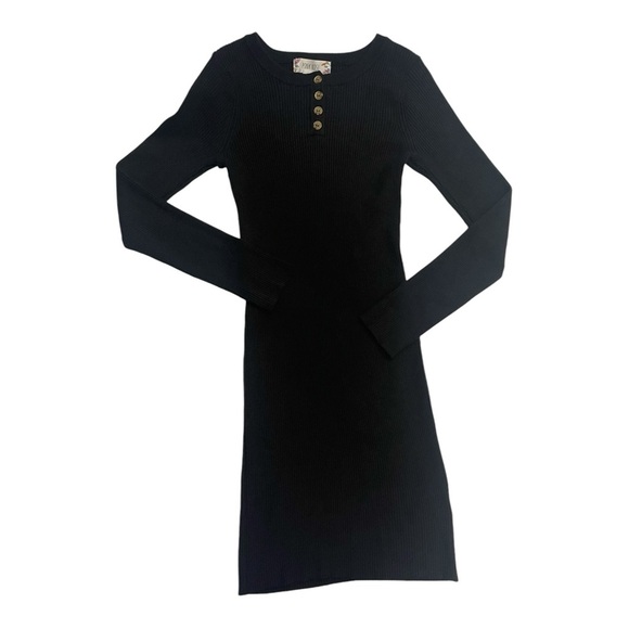 008 Pink Rose Long Sleeve Ribbed Sweater Dress - Picture 1 of 2